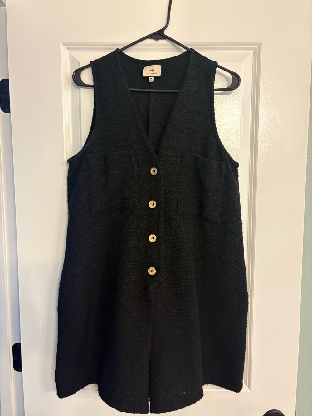 Tuckernuck Navy Sleeveless Button-Front Romper